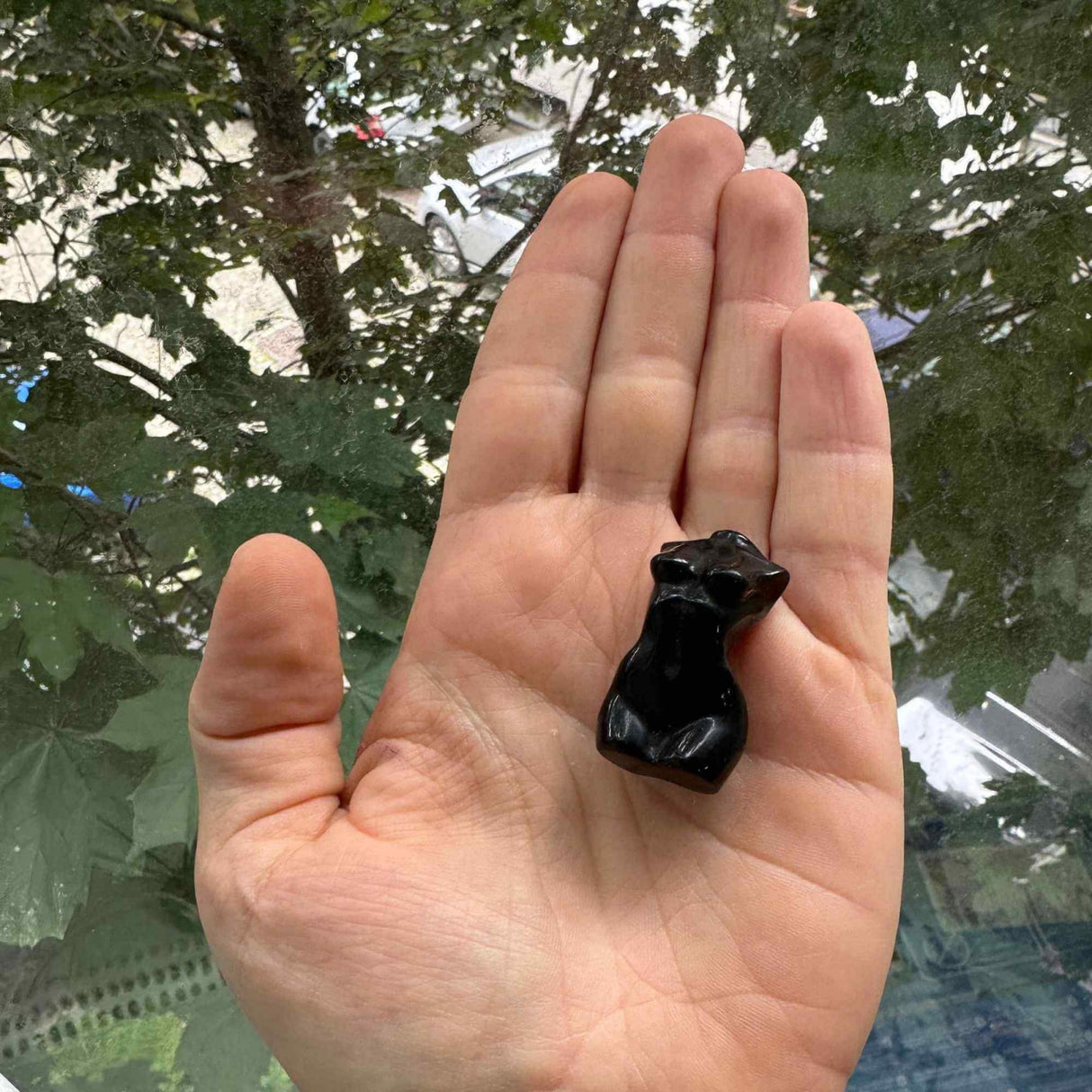 Forma bust femeie din cristal natural Obsidian 4 cm sculptat manual