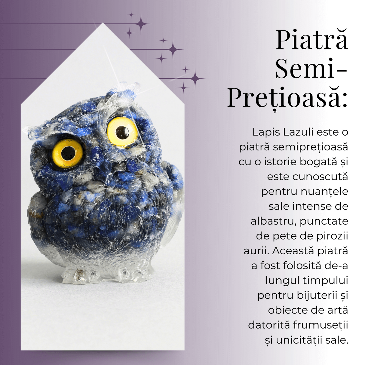 Figurina Bufnita din Lapis Lazuli - Talisman de Intelepciune si Protectie