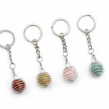 Breloc de Chei Sfera cu Cristale Naturale Infasurate in Sarma - Cuart transparent