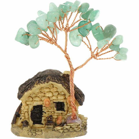 Figurina căsuță cu ramuri din cristale naturale Aventurin Verde - Decorațiune interior sau exterior, pentru casă, birou, acvariu