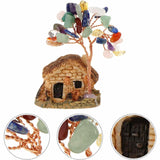 Figurina casuta cu ramuri din cristale naturale 7 chakra - Decoratiune interior sau exterior, pentru casa, birou, acvariu