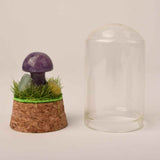 Figurina din piatra naturala semipretioasa Ametist in forma de ciuperca in mini terrarium 5 cm din sticla