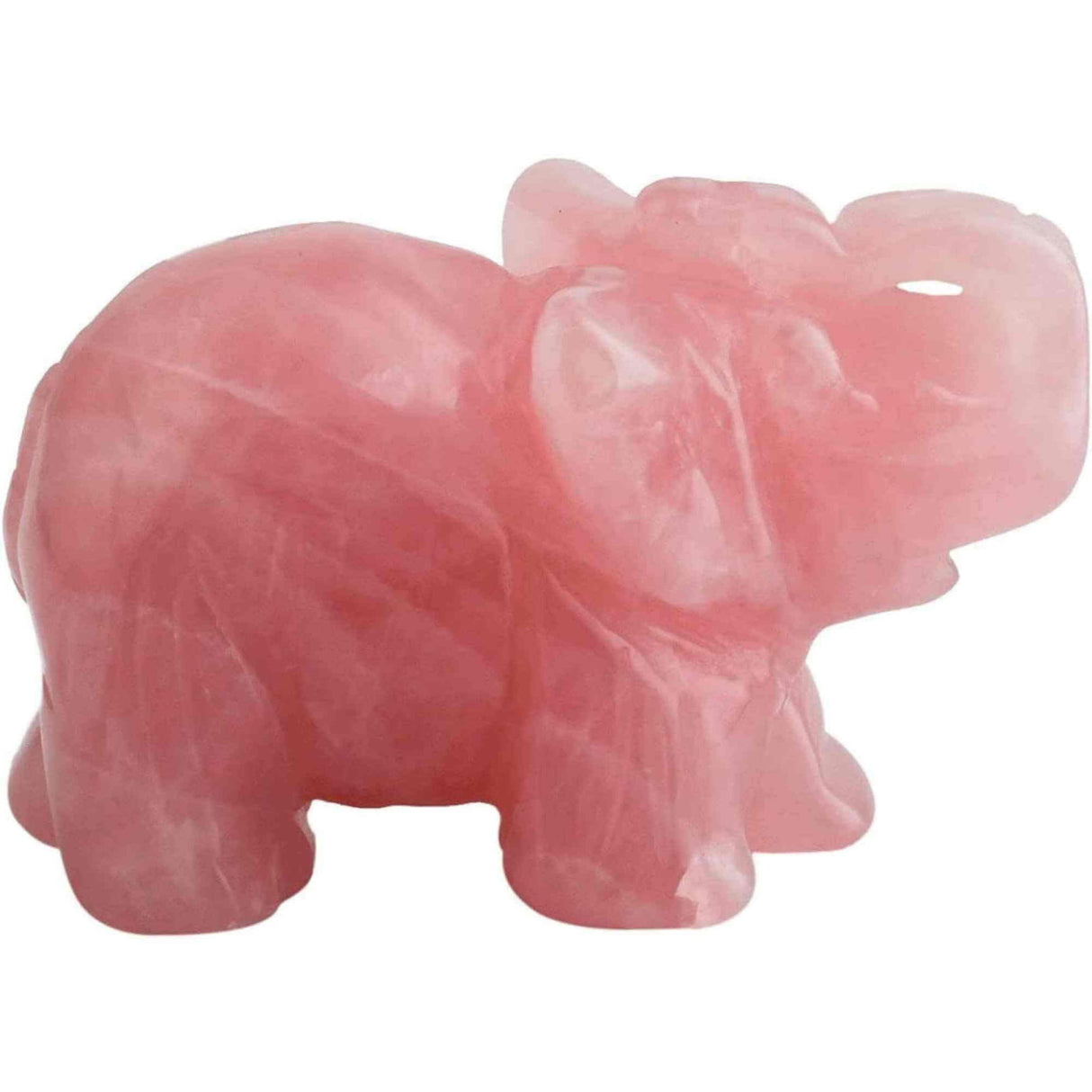 Figurina elefant din piatra semi-pretioasa Cuart Roz sculptata manual - Statuie din cristale vindecatoare Reiki de buzunar pentru meditatie, pace