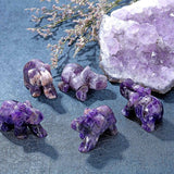 Figurina elefant din piatra semi-pretioasa Obsidian sculptata manual - Statuie din cristale vindecatoare Reiki de buzunar pentru meditatie, pace