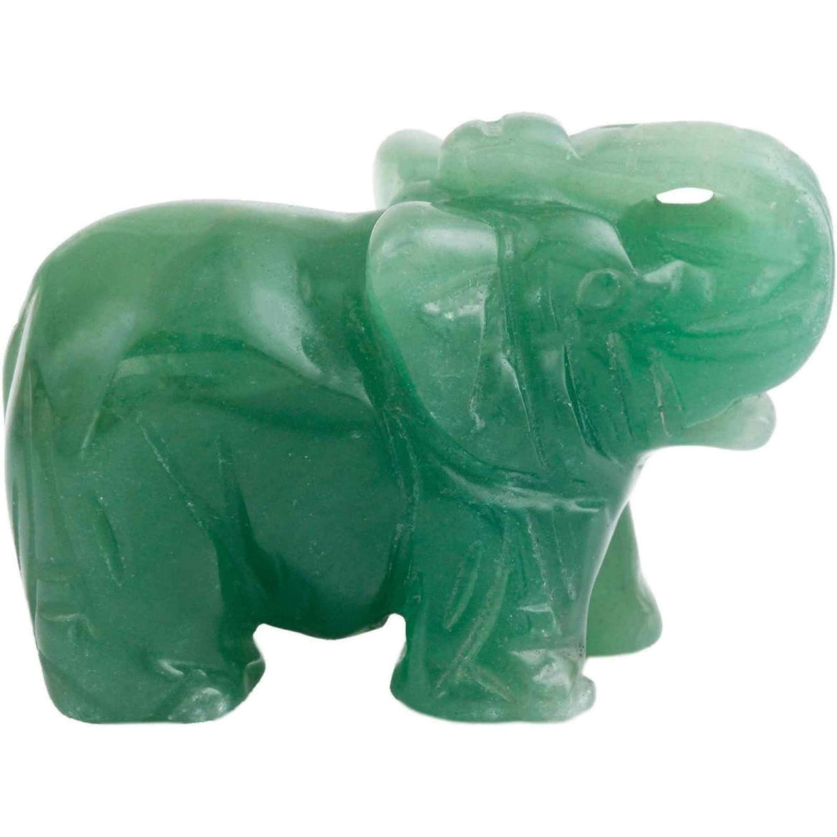 Figurina elefant din piatra semi-pretioasa Aventurin Verde sculptata manual - Statuie din cristale vindecatoare Reiki de buzunar pentru meditatie, pace