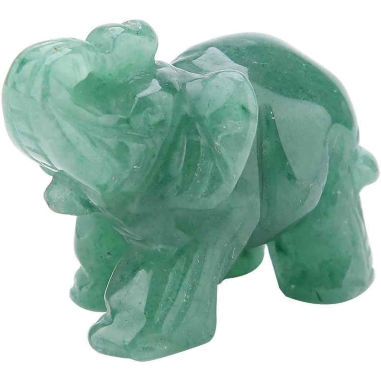 Figurina elefant din piatra semi-pretioasa Aventurin Verde sculptata manual - Statuie din cristale vindecatoare Reiki de buzunar pentru meditatie, pace