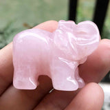 Figurina elefant din piatra semi-pretioasa Ametist sculptata manual - Statuie din cristale vindecatoare Reiki de buzunar pentru meditatie, pace