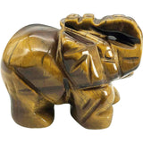 Figurina elefant din piatra semi-pretioasa Ochi de tigru sculptata manual - Statuie din cristale vindecatoare Reiki de buzunar pentru meditatie, pace