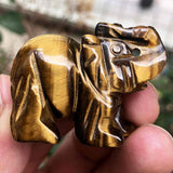 Figurina elefant din piatra semi-pretioasa Ametist sculptata manual - Statuie din cristale vindecatoare Reiki de buzunar pentru meditatie, pace