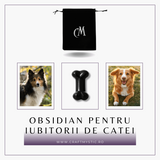Figurina in Forma de Os din Cristale Naturale 30mm - Obsidian