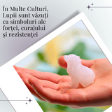 Figurina Lup din Cuart Roz Natural, 5 cm - Favorizeaza Echilibrul Emotional si Armonia