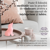 Figurina Lup din Cuart Roz Natural, 5 cm - Favorizeaza Echilibrul Emotional si Armonia