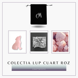 Figurina Lup din Cuart Roz Natural, 5 cm - Favorizeaza Echilibrul Emotional si Armonia