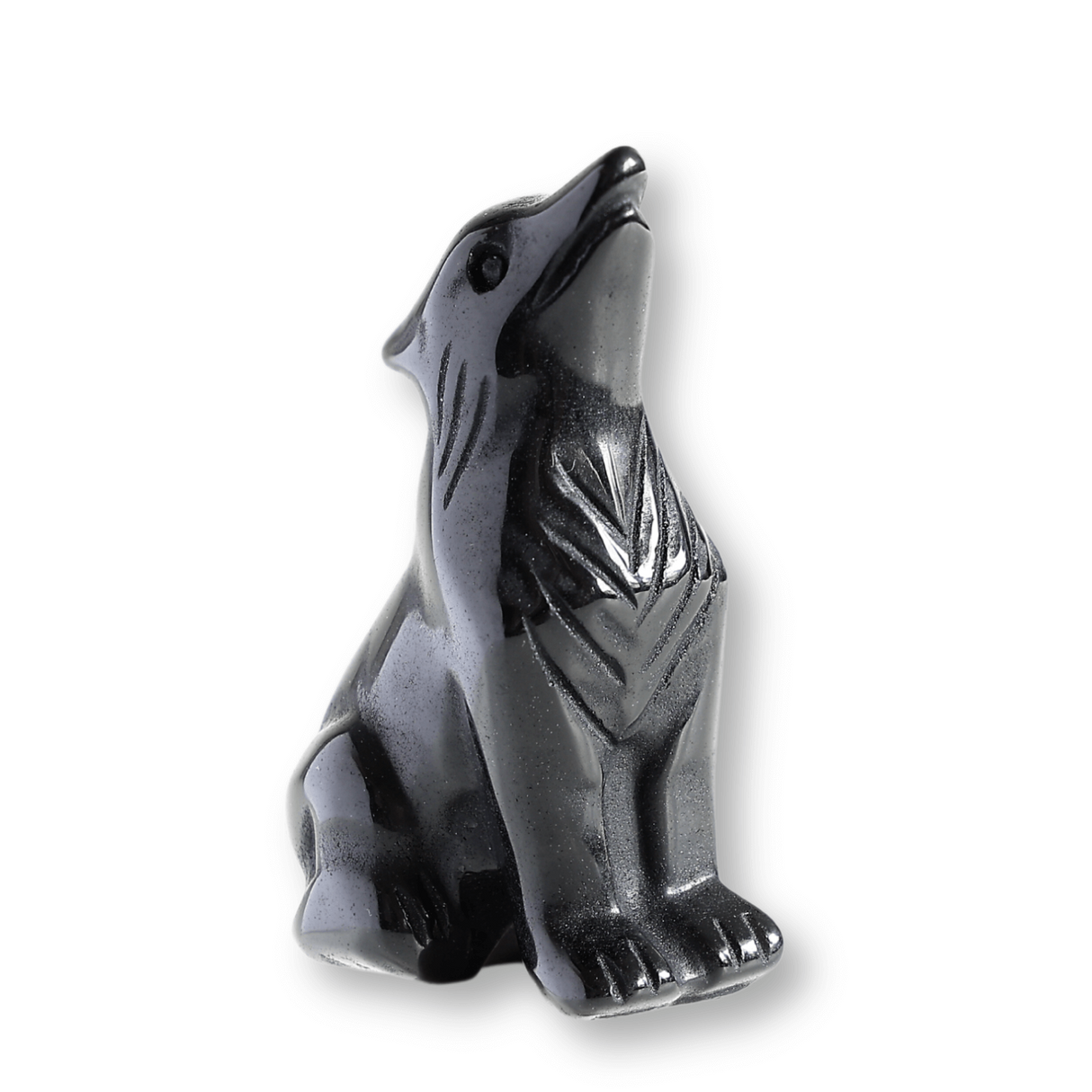 Figurina Lup din Obsidian Natural, 5 cm - Protector Energetic si Sprijin in Transformare