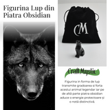 Figurina Lup din Obsidian Natural, 5 cm - Protector Energetic si Sprijin in Transformare