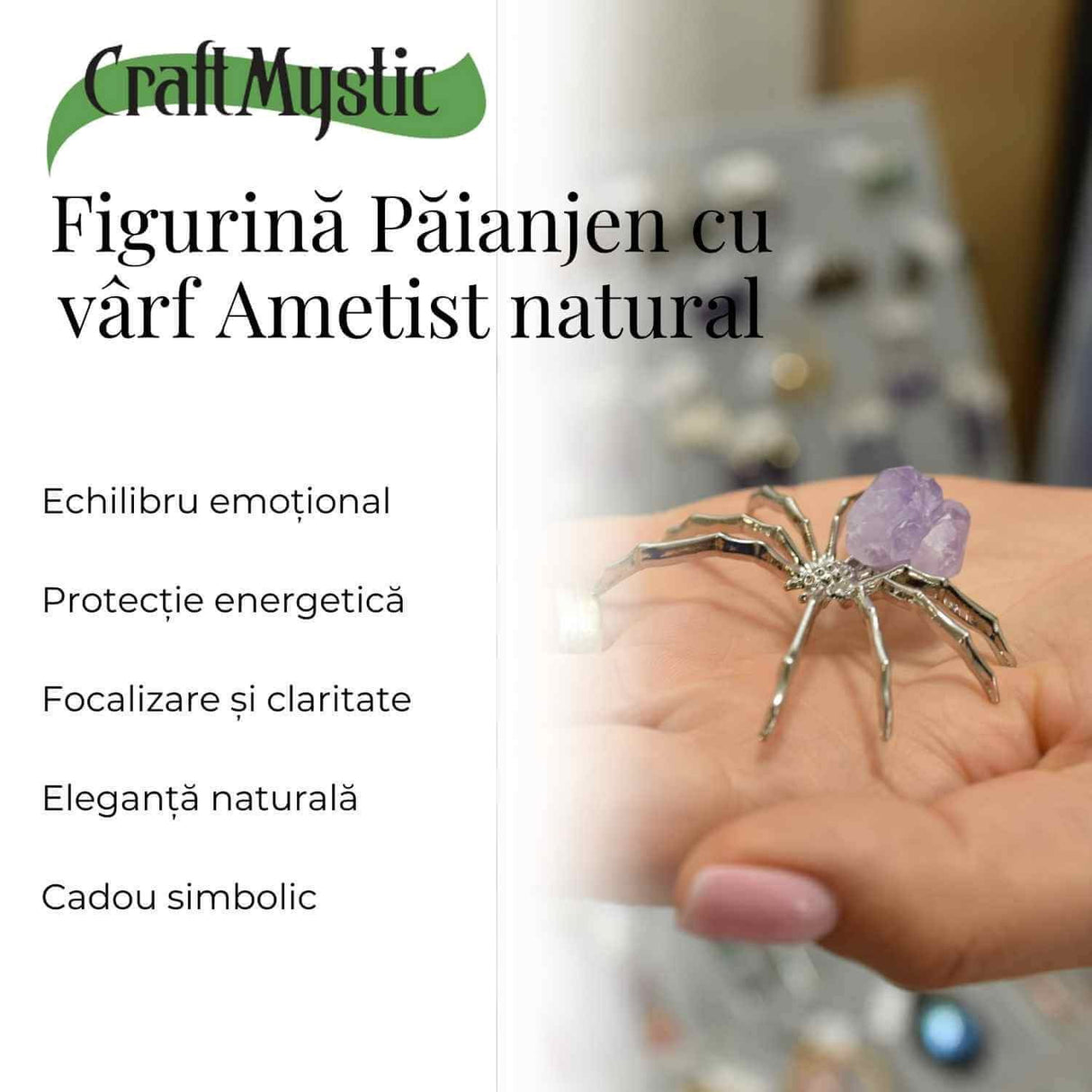 Figurina Paianjen Ametist - Echilibru Emotional si Protectie Energetica