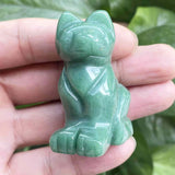 Figurina Aventurin Verde pisica 4cm sculptata manual din cristal semipretios - Statuie pisica din cristal vindecator natural pisica pentru decorarea interioara, buzunar