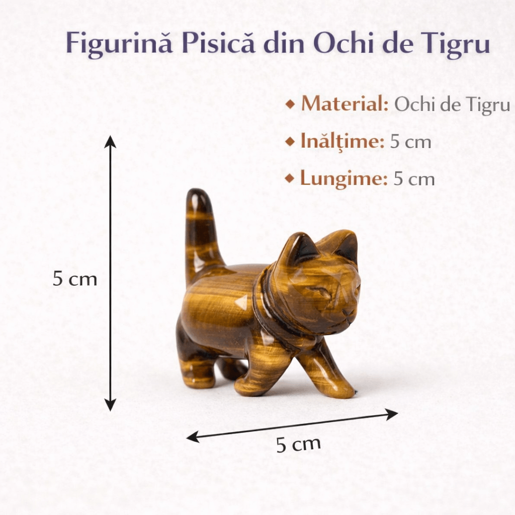 Figurina Pisica din Ochi de Tigru – Curaj, Protectie si Claritate Interioara