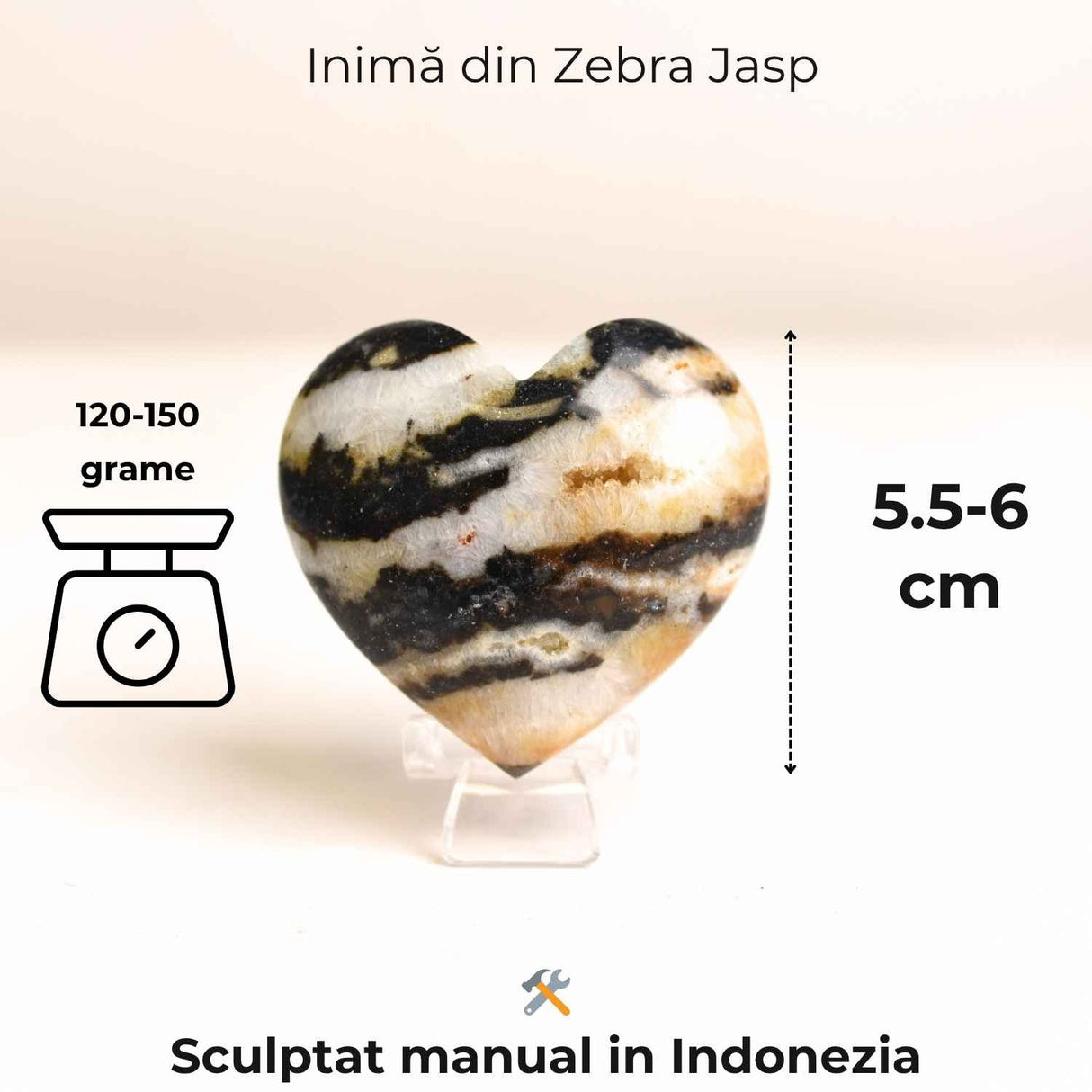 Inima din Zebra Jasp Indonezian - Echilibru si claritate emotionala
