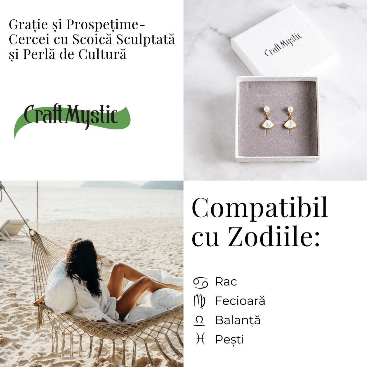 Gratie si prospetime - Cercei cu scoica sculptata si perla de cultura