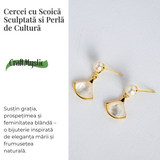 Gratie si prospetime - Cercei cu scoica sculptata si perla de cultura