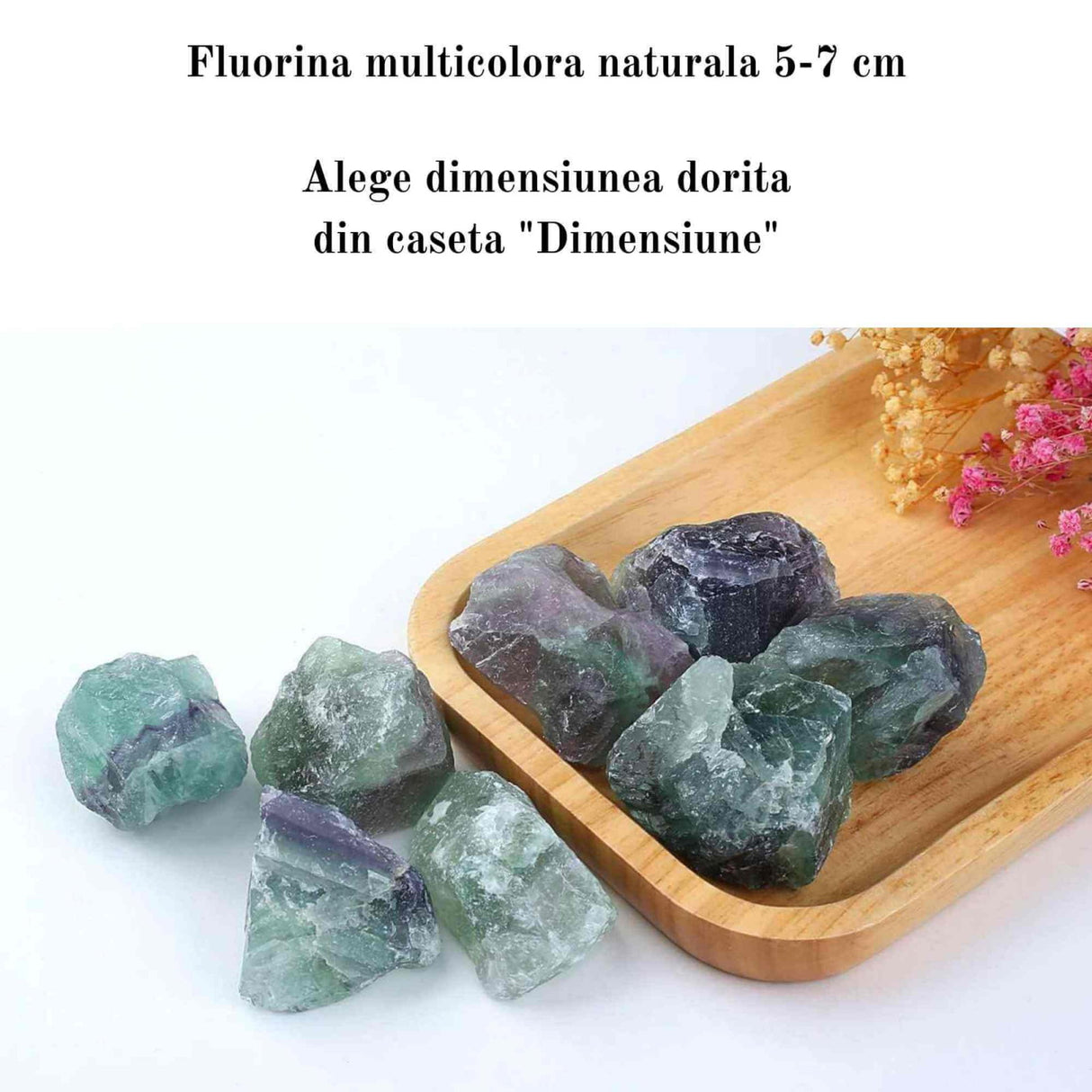 Cristal Brut Natural de Fluorit Multicolor - Cadou Energetizant Unic, Ideal pentru Meditatie si Echilibrare Energetica, Dimensiuni 6-7 cm