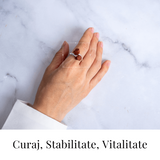 Inelul curajului - Dublu Jasp rosu pentru forta interioara si vitalitate