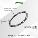 Putere si claritate - Bratara elastica cu pietre de hematit 6 mm