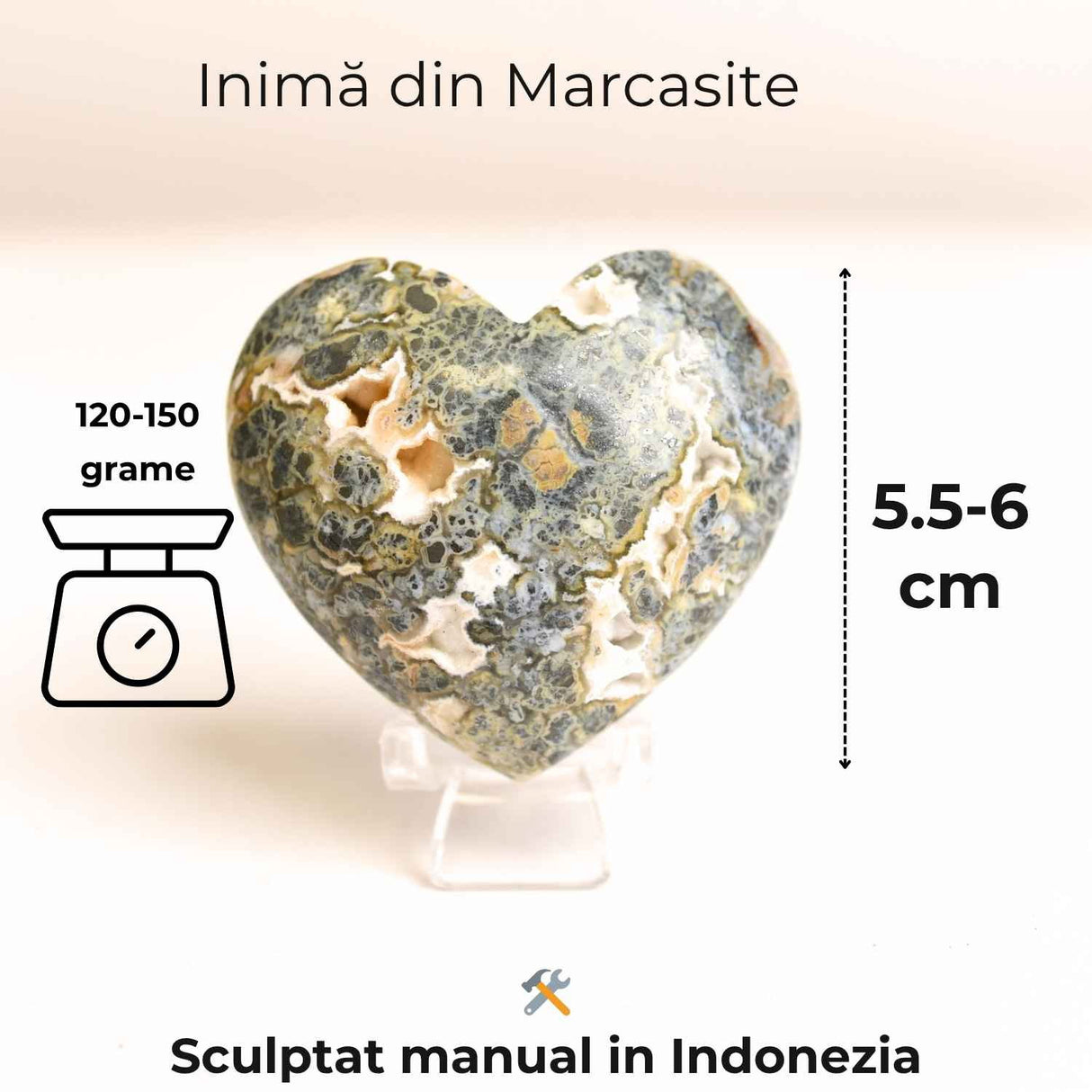 Inima care linisteste furtunile – Marcasit indonezian sculptat manual