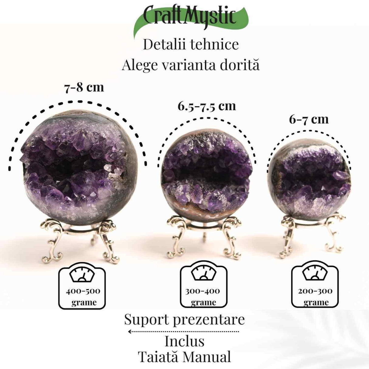 Sfera Cluster Ametist 6-8 cm - Energie Pozitiva si Relaxare