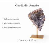 Geoda din ametist naturala pe suport metalic - cristal brazilian unicat 1.05 g