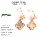Talisman delicat cu perla si scoica - Cercei norocosi pentru fiecare zi