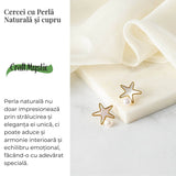Eleganta si Stralucire - Cercei Stea din Cupru cu Perla Naturala