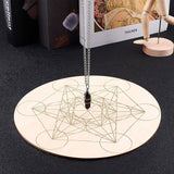 Grila din Lemn pentru Cristale cu Modelul Cubului lui Metatron, Diametru 25 cm
