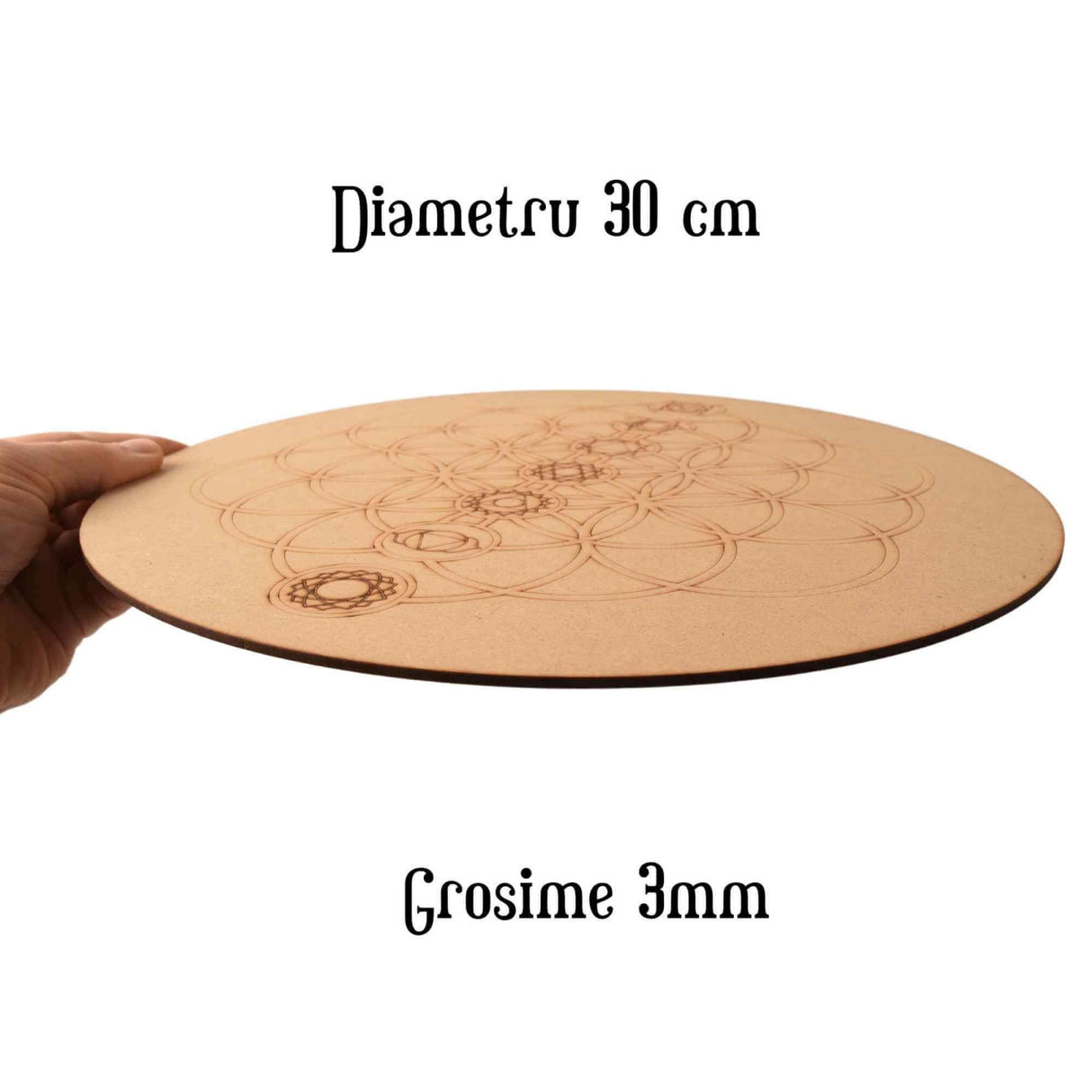 Grila de Cristale din MDF cu Simbolul Florii Vietii - 30 cm