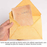 Hartie de bumbac galbena vintage 15x10 cm – Perfecta pentru arta si scris Set 5 buc