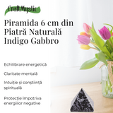 Piramida Sculptata Manual 60mm din Piatra Merlinit Mistic sau Indigo Gabbro Natural