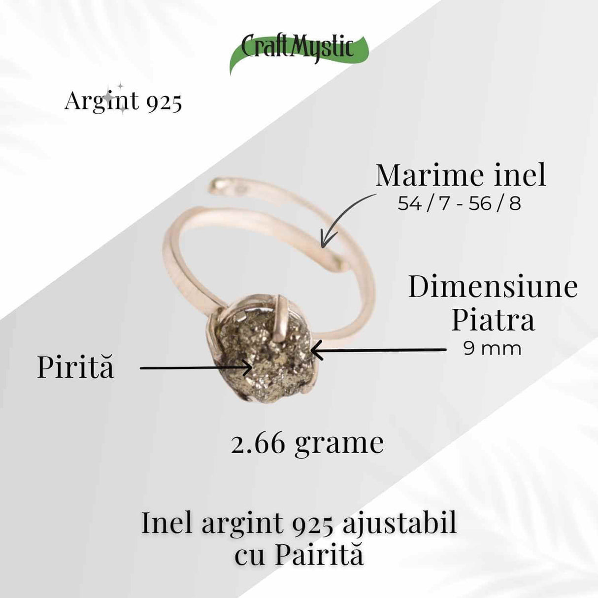 Inel Argint 925 cu Pirita Bruta - Protectie si Putere Interioara