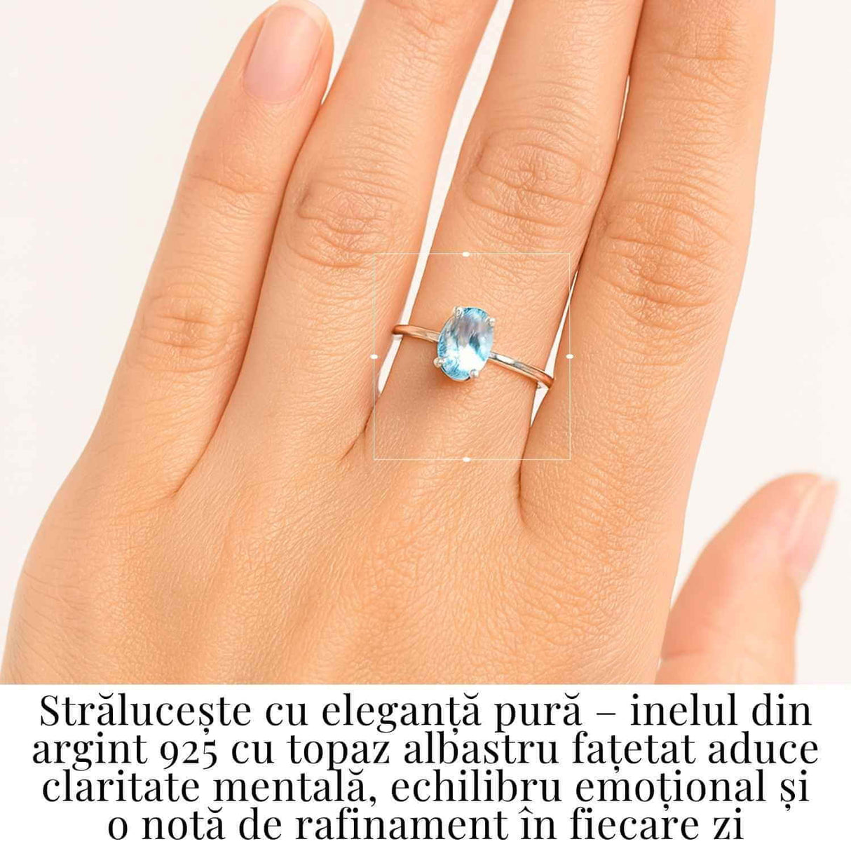 Inel ajustabil din Argint 925 cu Topaz Albastru - Claritate Mentala si Expresie Autentica