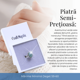Inel Ajustabil Argintiu cu Aventurin Verde natural oval, pentru noroc si echilibru
