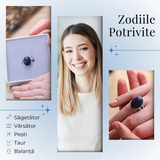 Inel Reglabil Metal Argintiu cu Piatra Naturala Lapis Lazuli