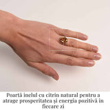 Inel Reglabil cu Citrin Natural Fatetat pentru Energie Pozitiva