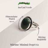 Inel Ajustabil Argintiu cu Jad Verde - Echilibru si protectie energetica