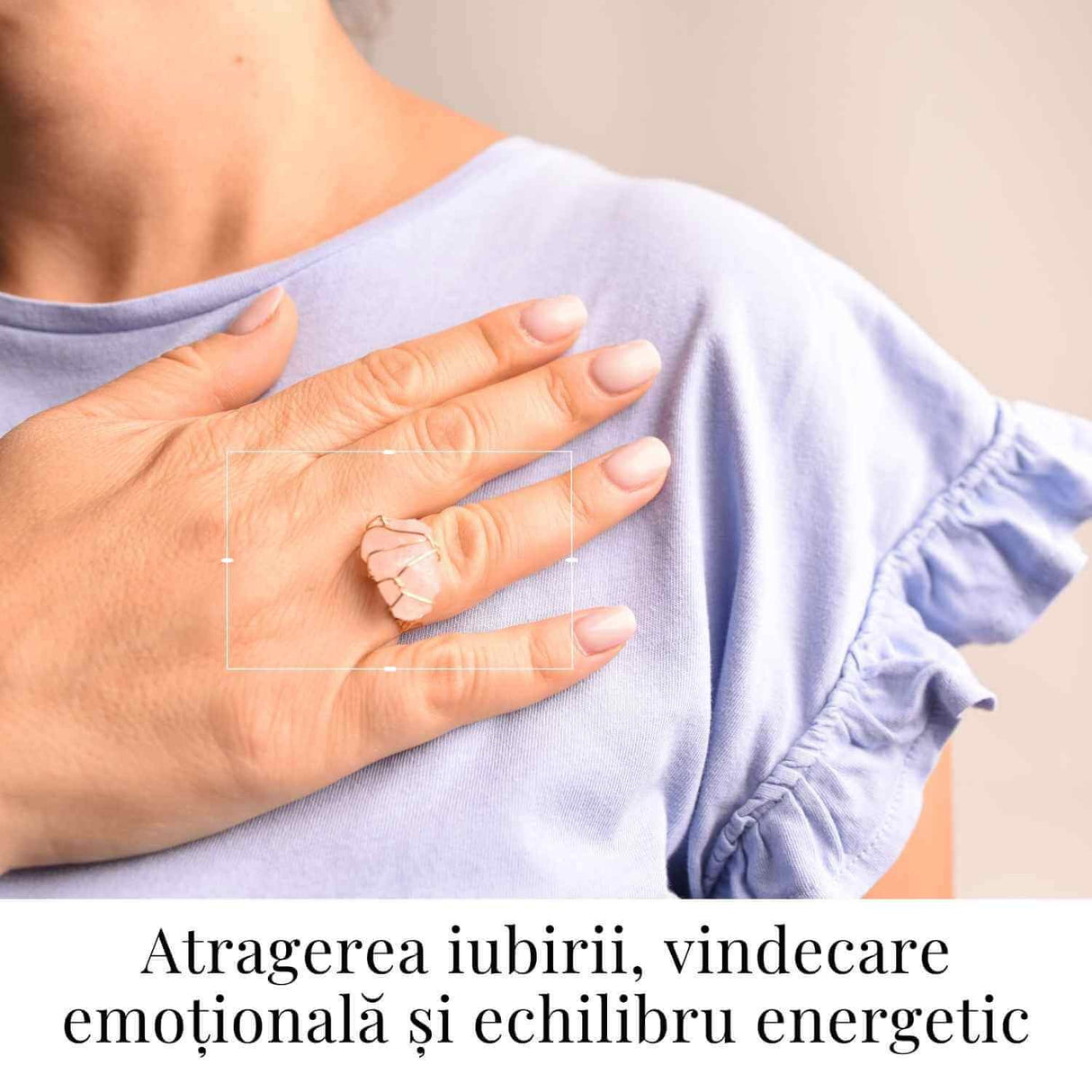 Inel Ajustabil Cuart Roz Brut forma neregulata- Vindecare Emotionala si Iubire