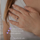 Inel Argint 925 cu Ametist Natural Patrat Fatetat – Claritate si Echilibru Interior
