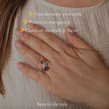 Inel Argint 925 cu Moldavit, Turmalina Roz si Herkimer – Transformare si Echilibru