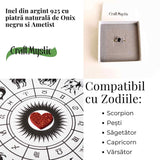 Inel argint 925 cu Onix Negru si Ametist - Protectie si Claritate Spirituala