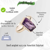 Inel Argint 925 cu Ametist Fatetat - Claritate si Echilibru Spiritual