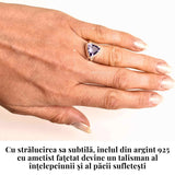 Inel Argint 925 cu Ametist Fatetat Triunghi - Protectie si Claritate Spirituala