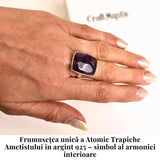 Inel argint 925 cu Atomic Trapiche Ametist dreptunghiular - Claritate si Protectie Spirituala